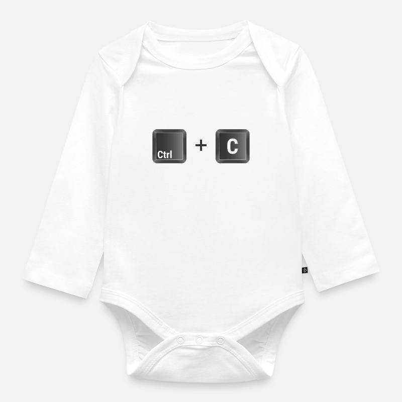 Ctrl + C copy and paste t shirt copy - Organic Longsleeve Baby Bodysuit - white