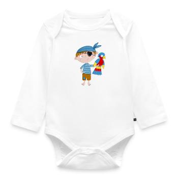Petit pirate avec perroquet - Body Bébé bio manches longues - blanc - Devant