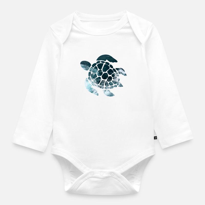 Tortue - Body Bébé bio manches longues - blanc