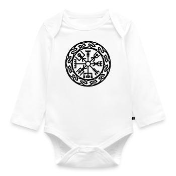 Vegvísir, Iceland, Magic Rune, Protection compass - Body Bébé bio manches longues - blanc - Devant