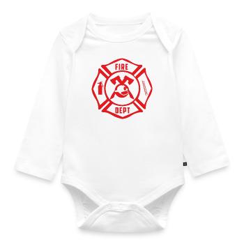 Fire Dept. - Fire brigade - Organic Longsleeve Baby Bodysuit - white - Front
