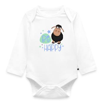Black sheep - Be happy sheep - lucky charm - Organic Longsleeve Baby Bodysuit - white - Front
