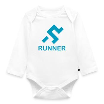 Runner - Organic Longsleeve Baby Bodysuit - white - Front