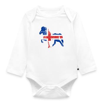 Cheval islandais: Cheval islandais Poney Merch - Body Bébé bio manches longues - blanc - Devant