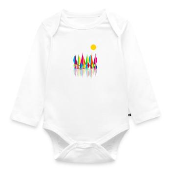 farbige Boote Meer Urlaub segeln - Baby Bio-Langarm-Body - Weiß - Vorne