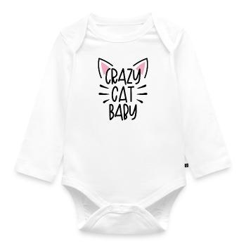 Crazy cat baby - Baby Bio-Langarm-Body - Weiß - Vorne