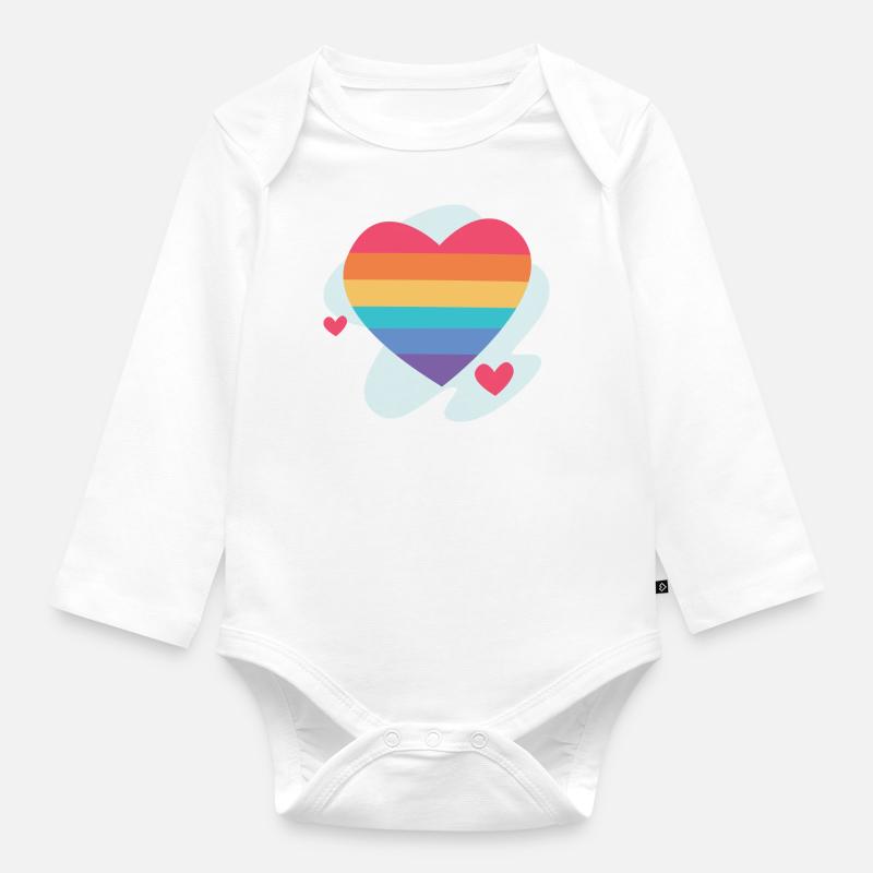 RAINBOW - Baby Bio-Langarm-Body - Weiß