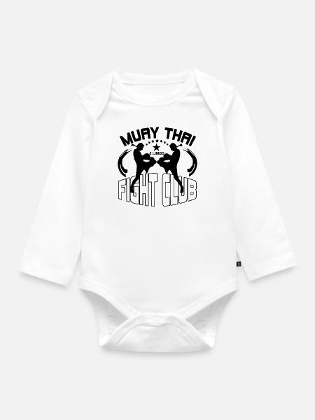 Muay Thai Geschenk - Baby Bio-Langarm-Body - Weiß