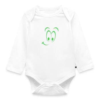 Dessin - Sourire - Sourire - Sourire - Heureux - Body Bébé bio manches longues - blanc - Devant