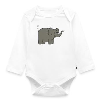 Éléphant - Body Bébé bio manches longues - blanc - Devant