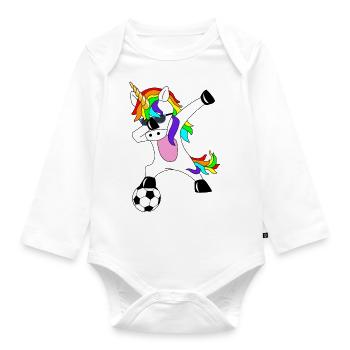 Dabbing Football Unicorn Idée cadeau Dab Licorne - Body Bébé bio manches longues - blanc - Devant