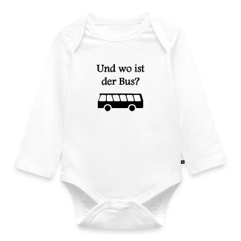 Und wo ist der Bus? - Baby Bio-Langarm-Body - Weiß - Vorne