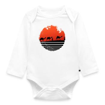 Camels in Desert - Organic Longsleeve Baby Bodysuit - white - Front