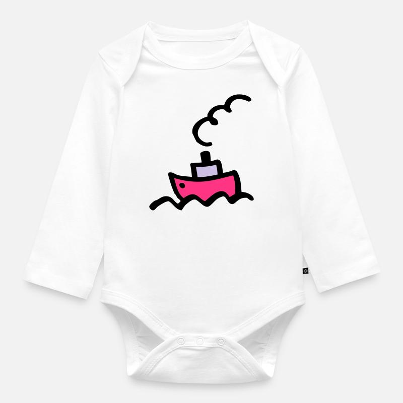 Boot - Baby Bio-Langarm-Body - Weiß