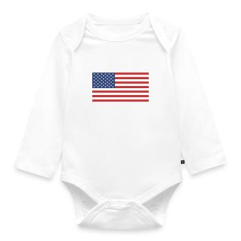 American flag - Organic Longsleeve Baby Bodysuit - white - Front