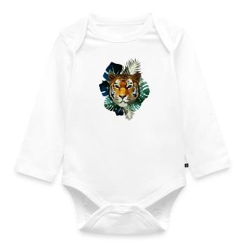 poly tiger jungle blue-ish - Organic Longsleeve Baby Bodysuit - white - Front