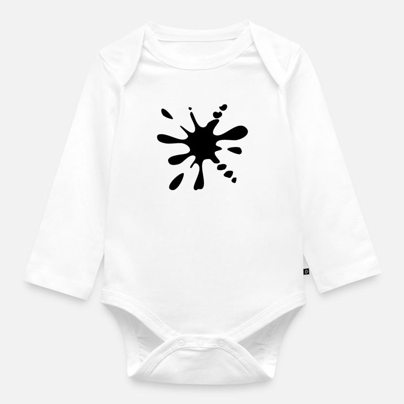 Klecks schwarz - Baby Bio-Langarm-Body - Weiß