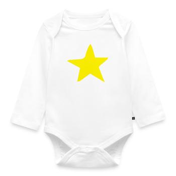 simple yellow ROUGH star - Organic Longsleeve Baby Bodysuit - white - Front