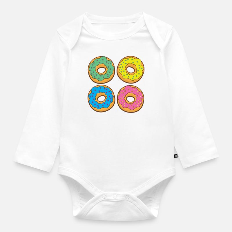 Vier Donuts Donuts - Baby Bio-Langarm-Body - Weiß
