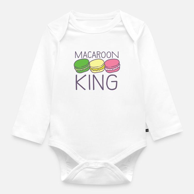 roi de macaron avec de jolis macarons colorés - Body Bébé bio manches longues - blanc