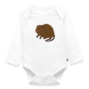 Bisamratte in Braun - Baby Bio-Langarm-Body - Weiß - Vorne