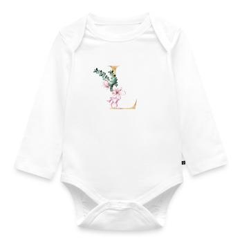 Alphabet L - Organic Longsleeve Baby Bodysuit - white - Front