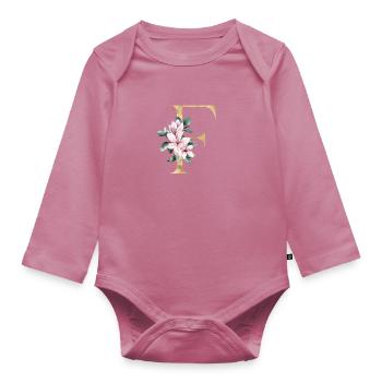 Alphabet F - Baby Bio-Langarm-Body - Mauve - Vorne