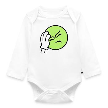 Emoticon Frustration / facepalm emoji (3c) - Baby Bio-Langarm-Body - Weiß - Vorne