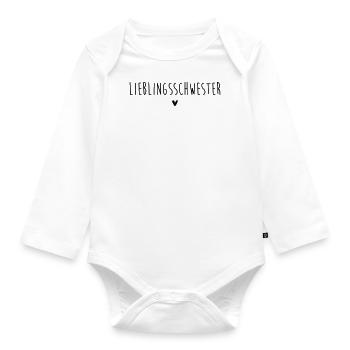 Sœur préférée Coeur Noir Idée cadeau - Body Bébé bio manches longues - blanc - Devant