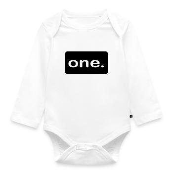 one! birthday First Birthday Baby Shirt - Organic Longsleeve Baby Bodysuit - white - Front