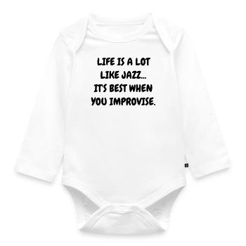 Jazz - Music - Blues - Funk - Jazzman - Groove - Organic Longsleeve Baby Bodysuit - white - Front