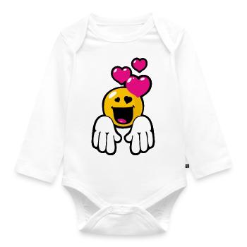 Smile Love Attraction - Organic Longsleeve Baby Bodysuit - white - Front