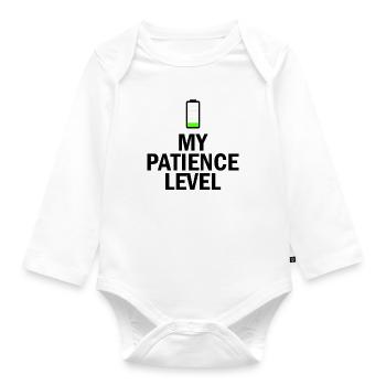 Mein Geduldlevel - Baby Bio-Langarm-Body - Weiß - Vorne