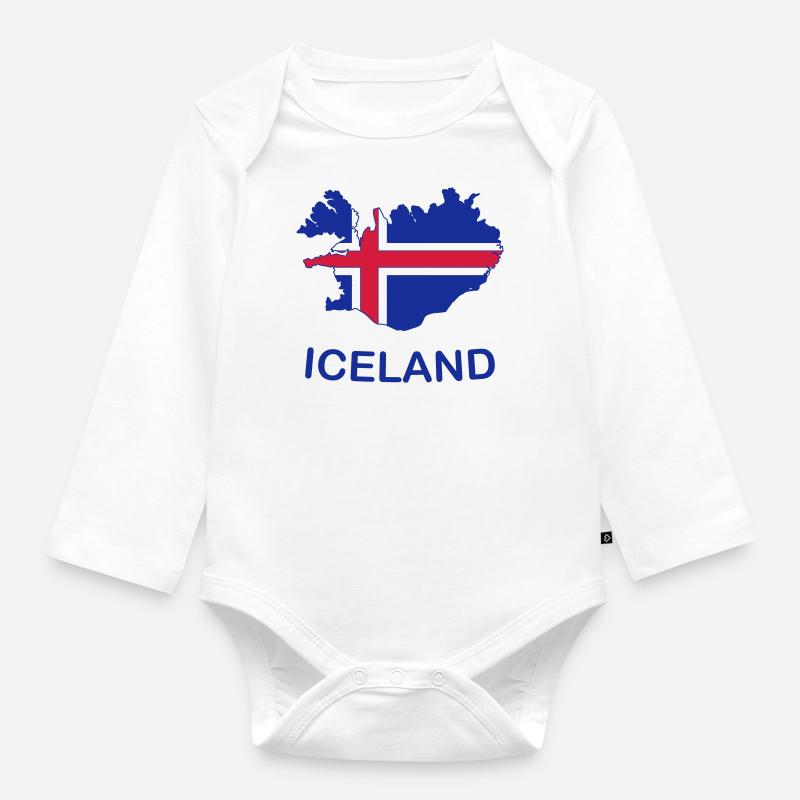 Islande - Body Bébé bio manches longues - blanc