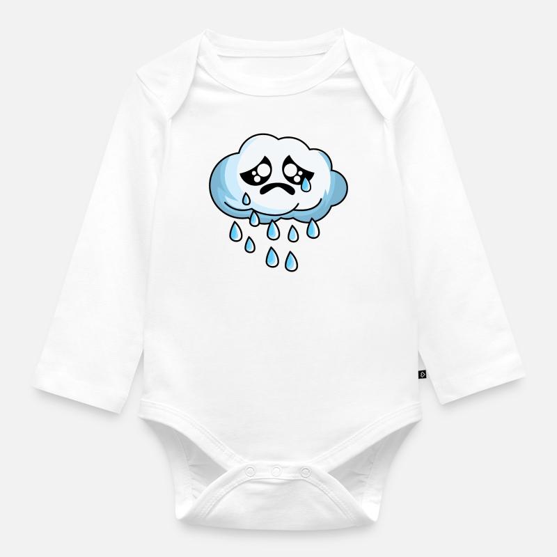 Nuage triste avec pluie - Body Bébé bio manches longues - blanc