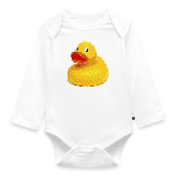 Pixel rubber duck - Organic Longsleeve Baby Bodysuit - white - Front