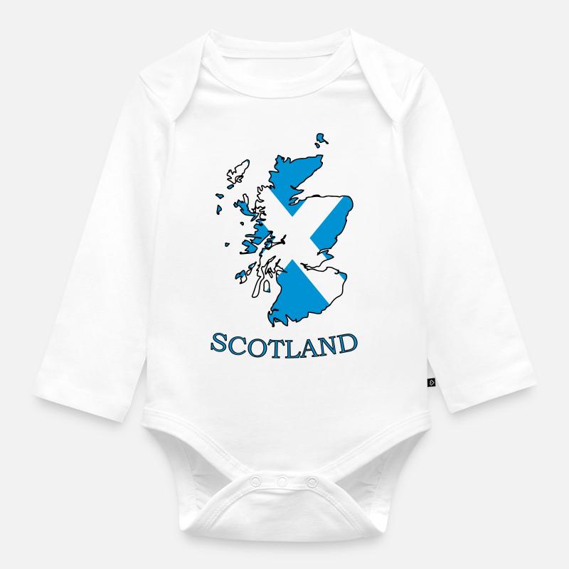Schottland-Land - Baby Bio-Langarm-Body - Weiß