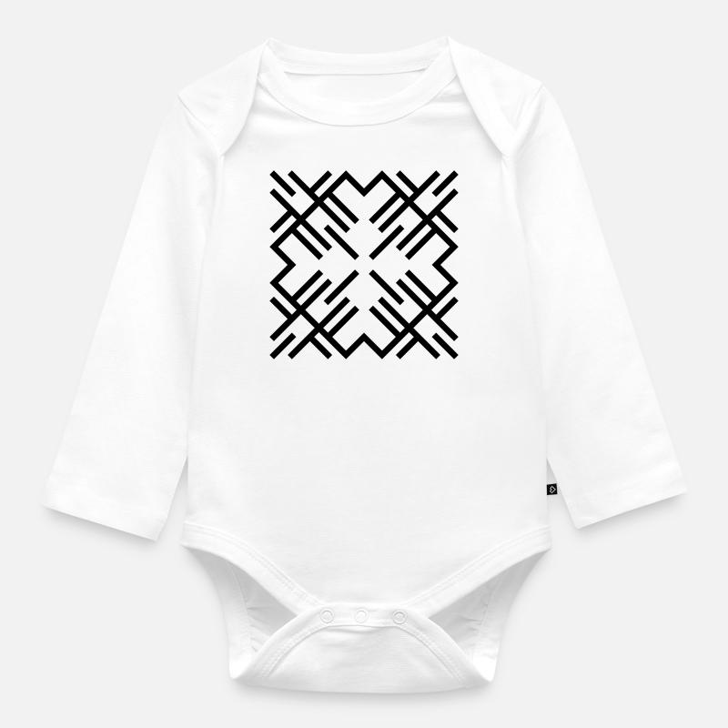 Linien der MAYA 01 - Baby Bio-Langarm-Body - Weiß