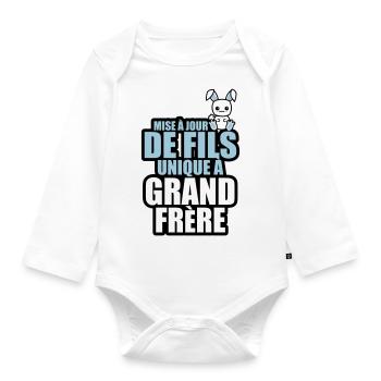 mise à jour de fils unique a grand frère - Body Bébé bio manches longues - blanc - Devant