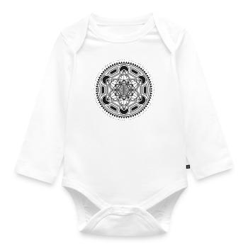 METATRONS CUBE, SACRED GEOMETRY, SPIRITUALITY - Body Bébé bio manches longues - blanc - Devant