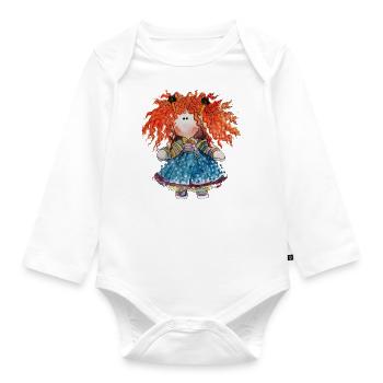 Puppe rothaarig - Baby Bio-Langarm-Body - Weiß - Vorne