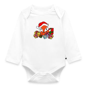 Christmas fox gifts Christmas present - Organic Longsleeve Baby Bodysuit - white - Front