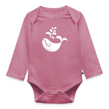whale - Organic Longsleeve Baby Bodysuit - mauve - Front