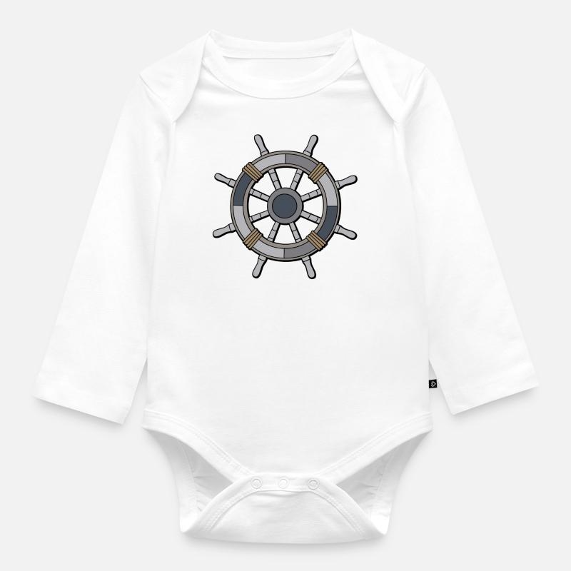 Schiffshelm - Baby Bio-Langarm-Body - Weiß