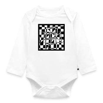 Chessboard modified, on white - Organic Longsleeve Baby Bodysuit - white - Front
