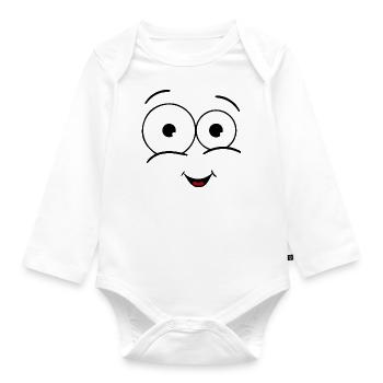 glückliches Gesicht mit Mund - Baby Bio-Langarm-Body - Weiß - Vorne