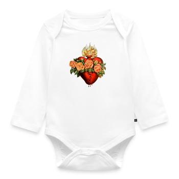 sacred heart - Organic Longsleeve Baby Bodysuit - white - Front