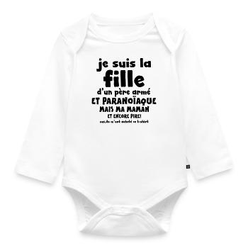 je suis la fille +phrase - Body Bébé bio manches longues - blanc - Devant