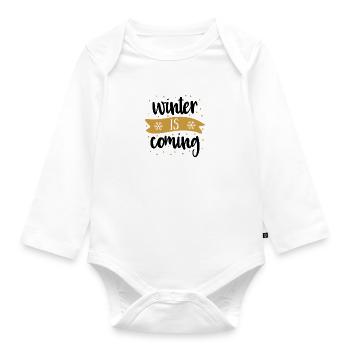 Winter is ComLng PNG - Baby Bio-Langarm-Body - Weiß - Vorne