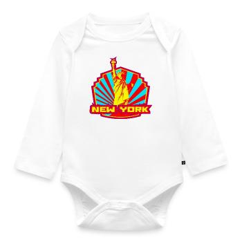 new York - Organic Longsleeve Baby Bodysuit - white - Front